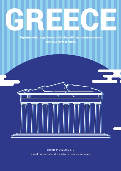 Blue Greece Ancient Temple Travel