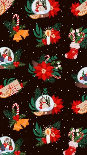holiday, festive, sticker, Red And Black Illustration Christmas Mobile Wallpaper Template