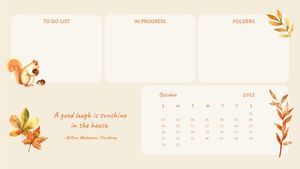 autumn, calendar, october, Beige Illustration Fall Season Desktop Organizer Desktop Wallpaper Template