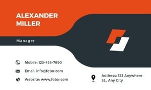 company, manager, geometric, Orange Black White Modern Consulting Firm QR Code Business Card Template