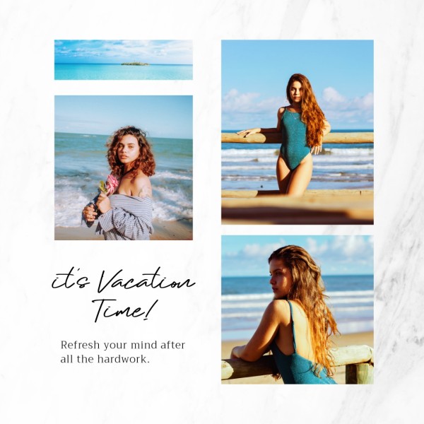 Collage de vacaciones azul y blanco