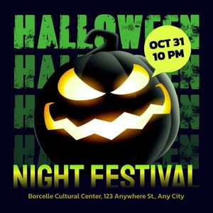 holiday, music show, live show, Green And Black Illustration Halloween Night Festival Instagram Post (Square) Template