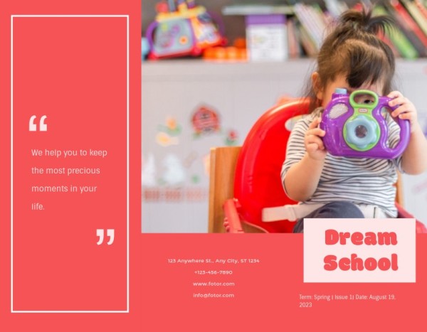Red Early Child Care Center Brochure Template