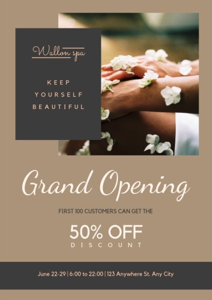 Dark Brown Massage Center Grand Opening Flyer