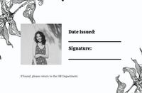 working id card, company, job, Black And White Illustration Floral Business Card ID Card Template
