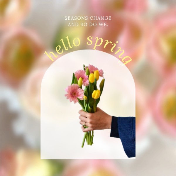 Yellow Pink Floral Hello Spring