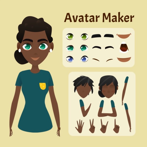 Yellow And Brown Cartoon Woman