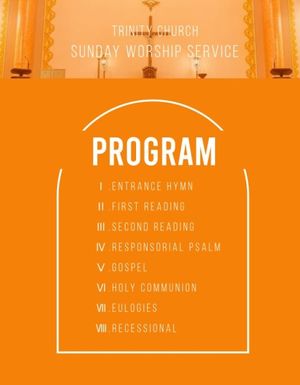 rundown, program list, list, Yellow Sunday Worship Service Church Program Template