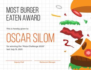 food competition certificate, food competition, competition, Eating Contest Certificate Template