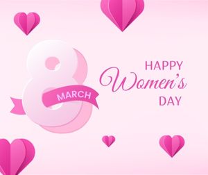 international women's day, march 8, greeting, Pink Happy Women's Day Facebook Post Template