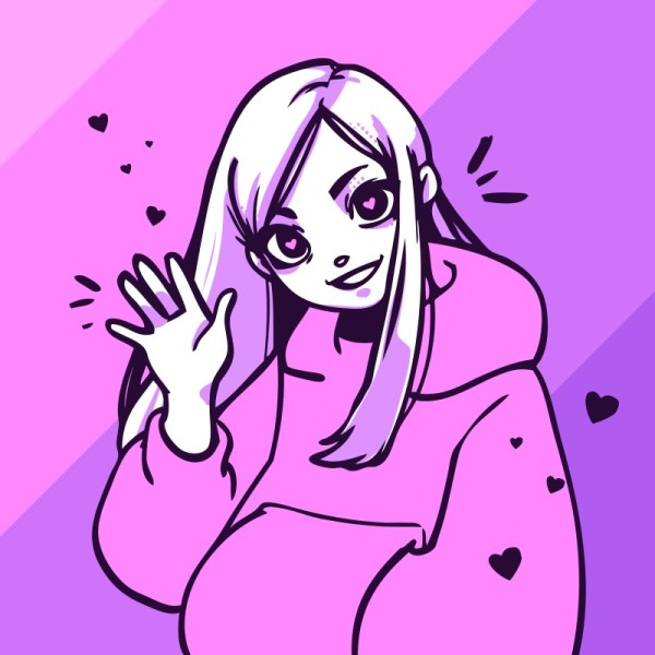 Purple Animated Cute Girl  Discord Profile Picture