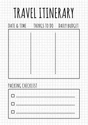 to-do list, schedule, organize, Travel Itinerary Planner Template