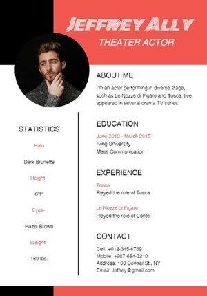 employer, job, work, Theater Actor Resume Template