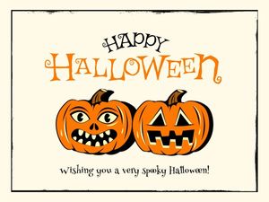 オレンジレトロ面白いハロウィンカボチャ メッセージカード