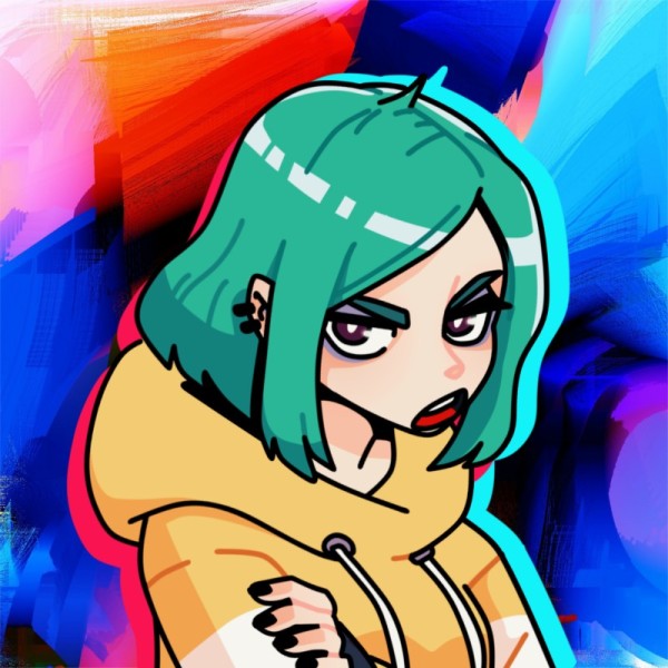 Colorful Cool Angry Girl Animated Discord Profile Picture