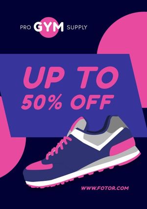 fitness, training, running shoes, Purple Gym Sport Equipment Poster Template
