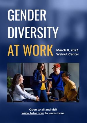 work, business, balance, Blue Gender Diversity Poster Flyer Template