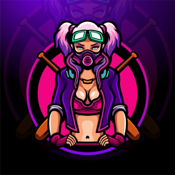 Purple Cyberpunk Girl  Gaming Discord Profile Picture