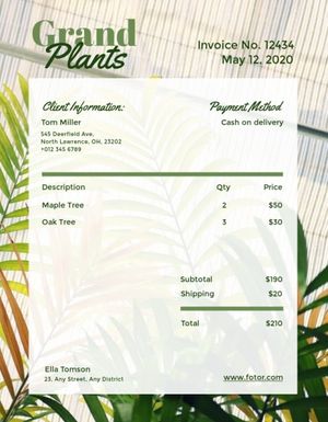 business, shop, retail, Grand Plants Invoice Template