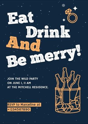 bridal shower, single party, event, Merry Bachelor Party Invitation Template