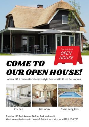 housing, rental, agency, White Open House Promotion Poster Flyer Template