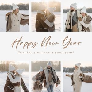新年の冬のラブストーリー フォトコラージュ 1:1