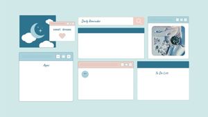 notes, to do list, schedule, Green Illustration Retro Mockup UI Organizer Desktop Wallpaper Template