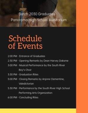 student, commencement, university, Orange High School Graduation Ceremony  Program Template