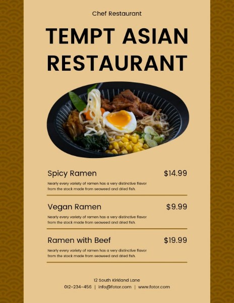 Thực đơn Ramen nâuThực đơn Ramen nâu