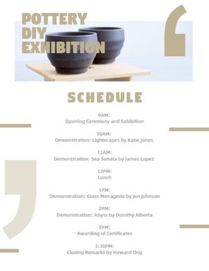 ceramics, china, handicraft, White And Golden Pottery DIY Exhibition Program Template