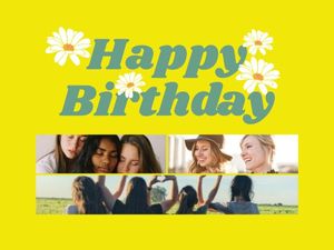 happy birthday, celebration, greeting, Green Birthday Collage Card Template