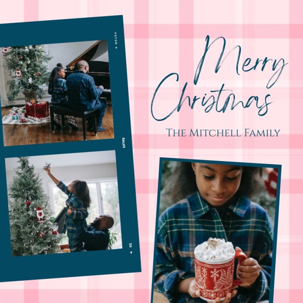 Pink Christmas Family Collage