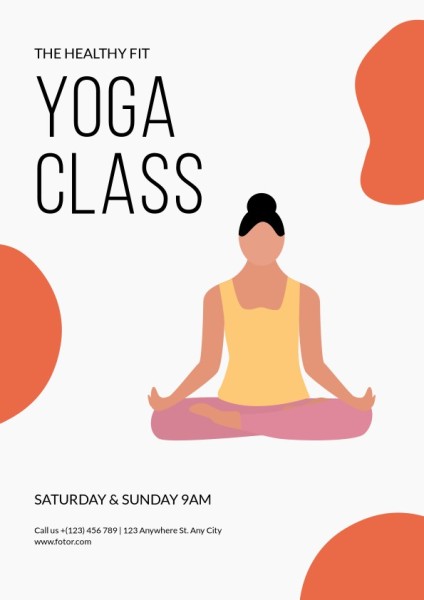 White And Orange Illustration Simple Yoga Class