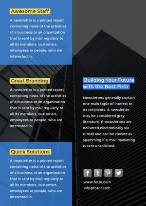 company, business, firm, Blue Newsletter Template