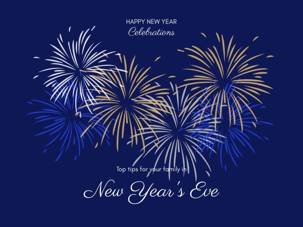 Carte bleue de feux d’artifice du Nouvel An
