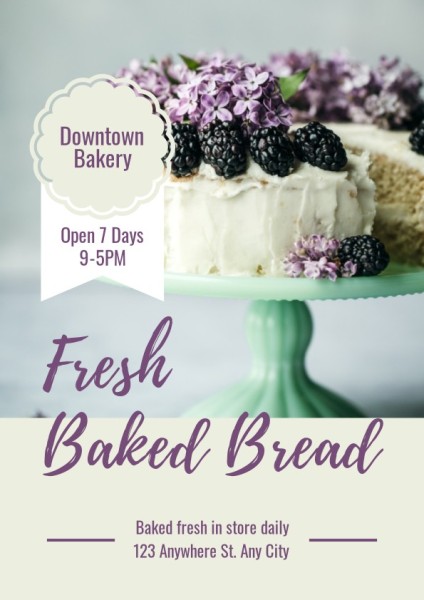 White And Purple Cake Store Flyer