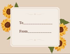 plant, nature, love, Vintage Illustration Sunflower Gift Label Template