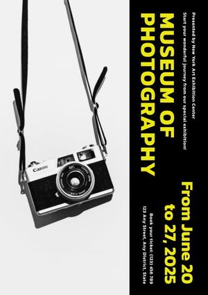 camera, museum, event, Black And Grey Modern Photography Art Exhibition Poster Template