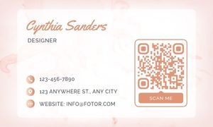 feminine, Pastel Pink Watercolor Background Graphic Designer QR Code Business Card Template