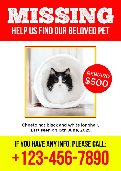 White And Red Missing Pets Ad
