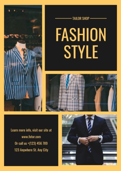 Yellow And Black Fashion Style Mens Tailor Shop