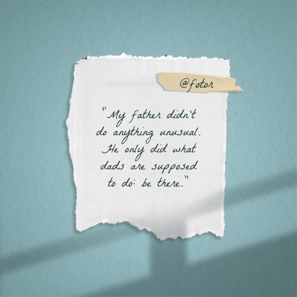 Blue Simple Quote Of Father's Day On Torn Note Paper