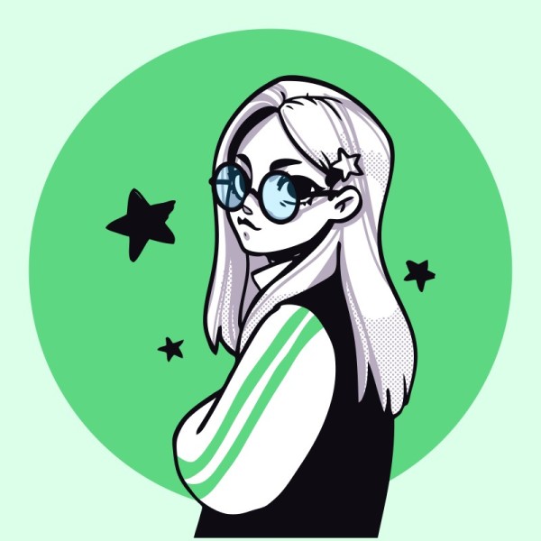Green Animated Cool Girl Discord Profile Picture