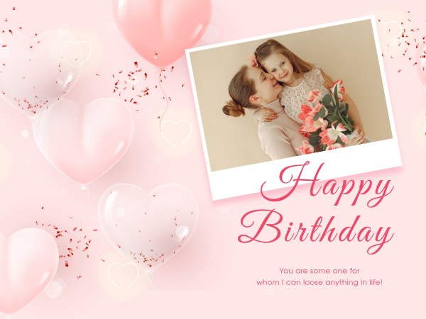 Pink 3d Illustration Hearts Birthday Greeting