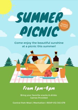 camp, camping, sunlight, Summer Picnic Party Invitation Template