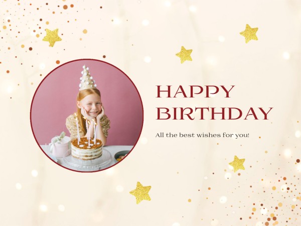 Beige And Gold Modern Happy Birthday