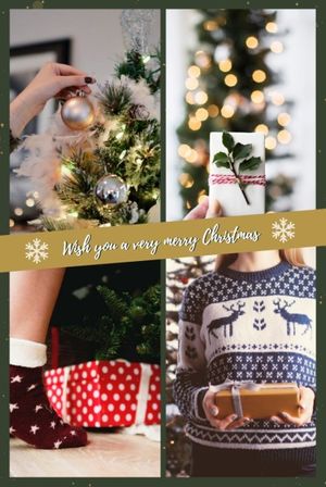 绿色白色圣诞问候Pinterest帖子 Pinterest短帖
