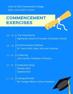 graduation, school, student, Blue Class Of 2030 Commencement Exercises Program Template
